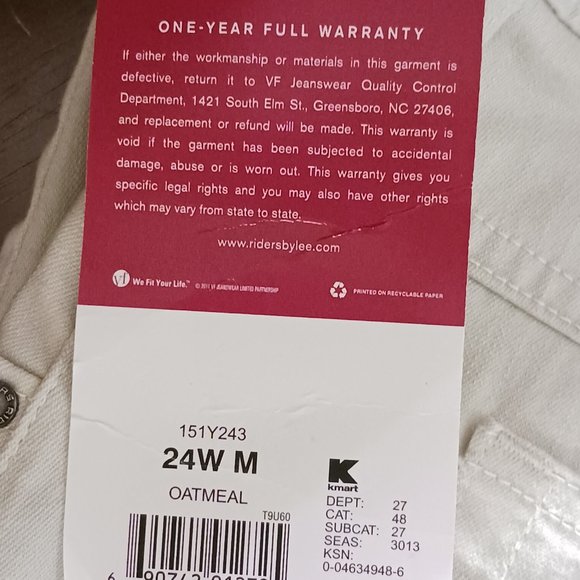 NWT Womens Capris Lee Riders 24W Beige - Oatmeal Color - Picture 14 of 14